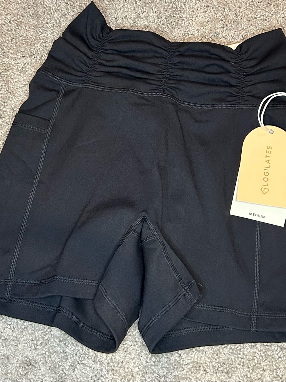 Blogilates Ruched Waist Black Athletic Shorts - Medium